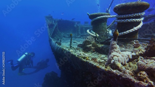 Diving near Thistlegorm shipwreck, Egypt photo