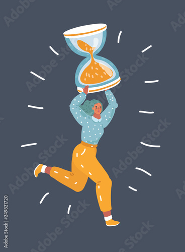 Sand clock in woman hand.