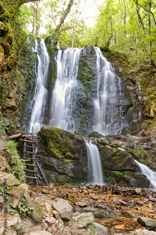 Fototapeta premium Landscape of Koleshino waterfalls cascade in Belasica Mountain, Novo Selo, Republic of North Macedonia