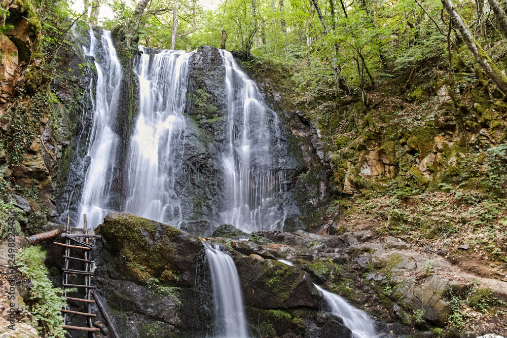 Naklejka premium Landscape of Koleshino waterfalls cascade in Belasica Mountain, Novo Selo, Republic of North Macedonia
