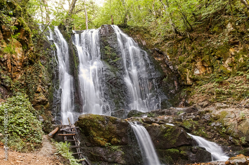 Landscape of Koleshino waterfalls cascade in Belasica Mountain, Novo Selo, Republic of North Macedonia