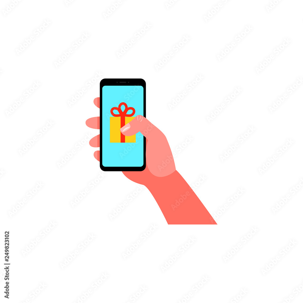 Smartphone in hand. Vector illustration Smartphone in hand. Vector illustration