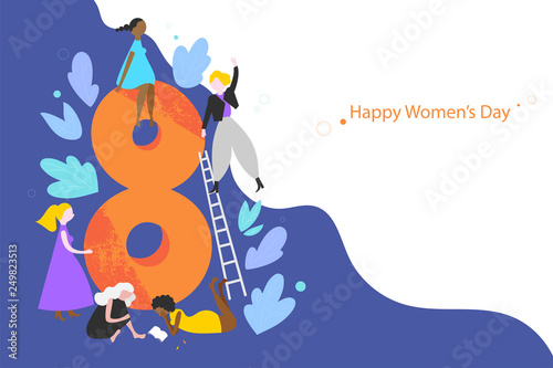 International Womens Day vector greeting card template  
