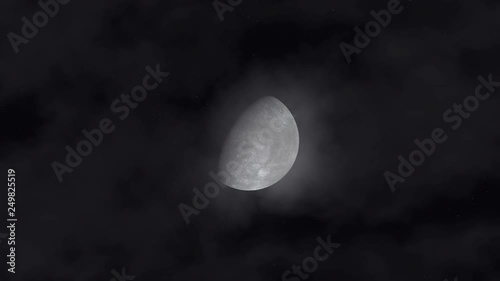 TIME LAPSE OF MOON PHASES WITH DARK CLOUDY LIGHTING SKY FULL OF STARS