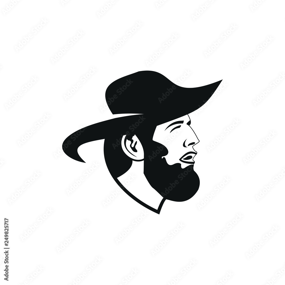 A classic head of man  logo design template. Awesome a head man with hat logo. A classic head man logotype.