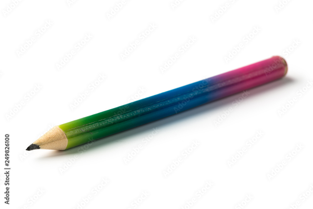multicolored pencil stub on white background. multicolored pencil stub on white background.