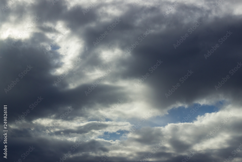 dark moody clouds with a ptch of blue