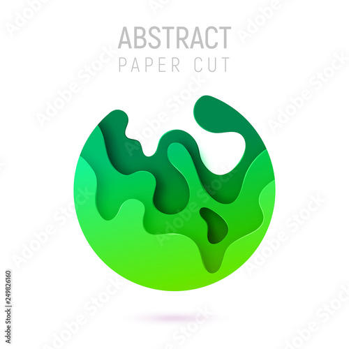 Banner with 3D circle abstract paper cut waves and background with the most popular color UFO Green. Vector design layout for business presentations, flyers, posters and invitations photo