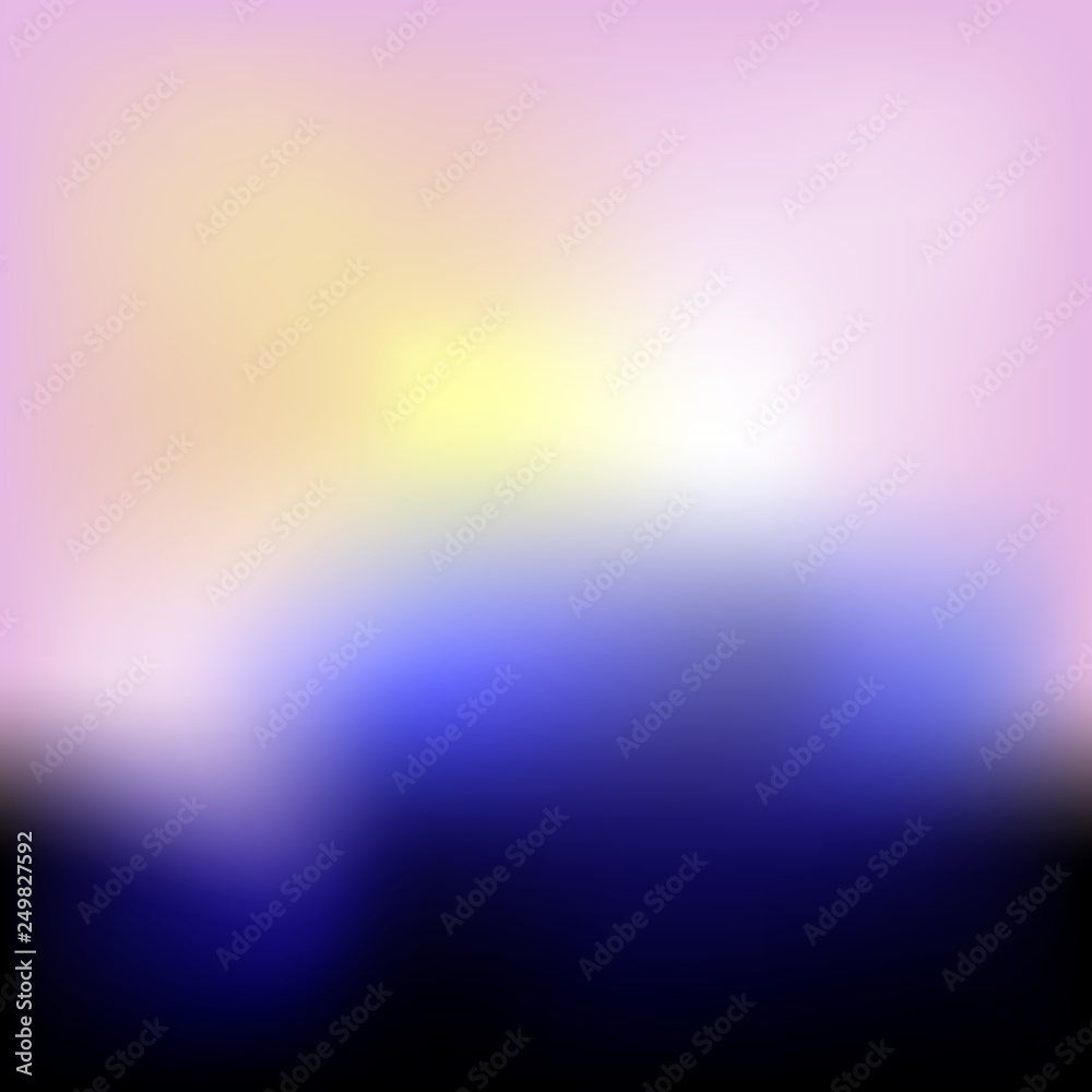 Obraz premium Editable illustration of high misty clouds in a blue and orange sky made with a gradient mesh.