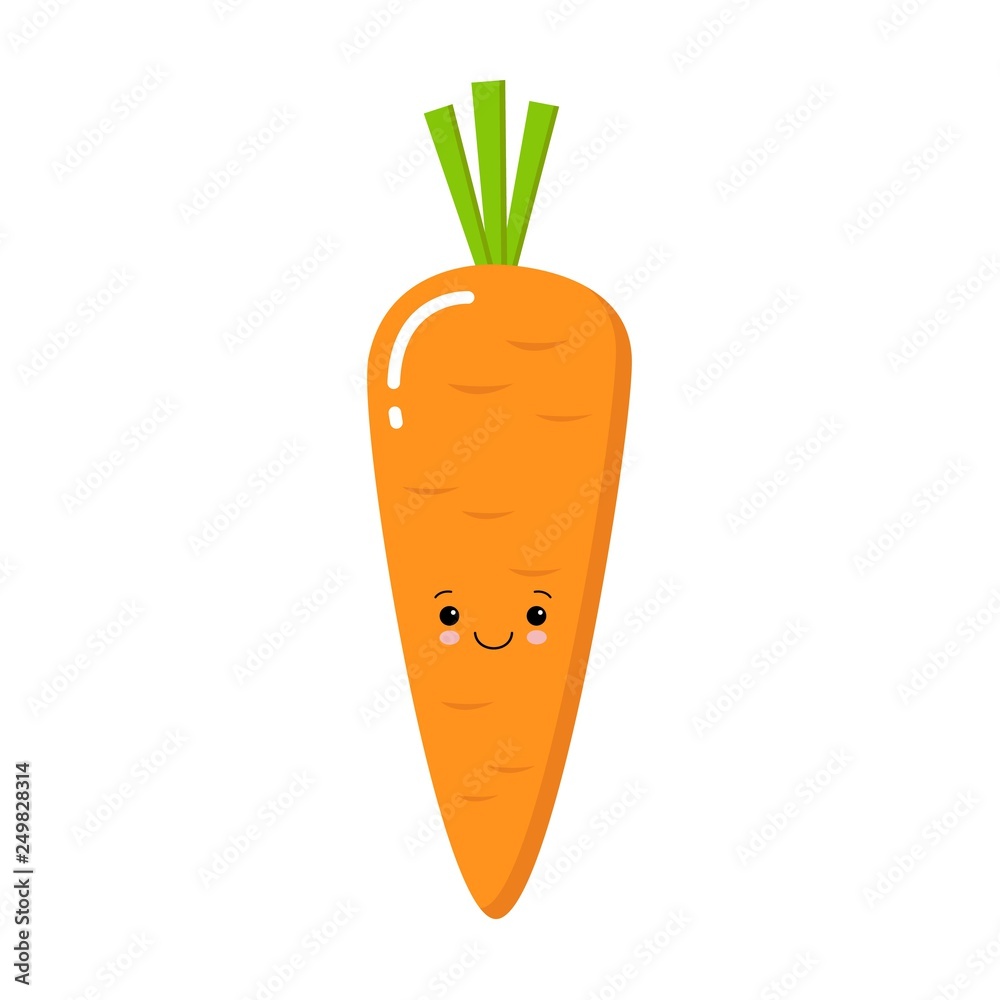 Vector Cartoon Cute Carrot Icon Isolated On White Background Vector Cartoon Cute Carrot Icon Isolated On White Background