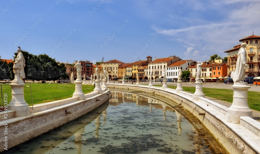 the oval canal around the fountain in Prato della Valle in Padua, Italy