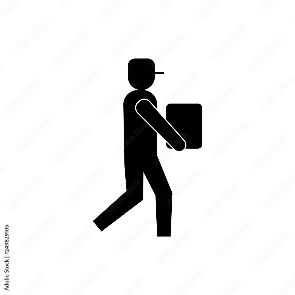 Courier icon, illustration of a worker who is carrying goods to be delivered to the consumer. this symbol can be used for various purposes. Courier icon, illustration of a worker who is carrying goods to be delivered to the consumer. this symbol can be used for various purposes.