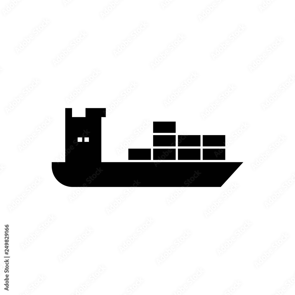 The cargo ship icon, with container loads in the export-import shipping process; EPS 10 - vector The cargo ship icon, with container loads in the export-import shipping process; EPS 10 - vector