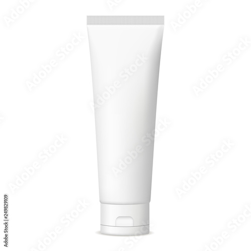 Plastic cosmetic tube for cream or gel mockup isolated on white background. Vector illustration