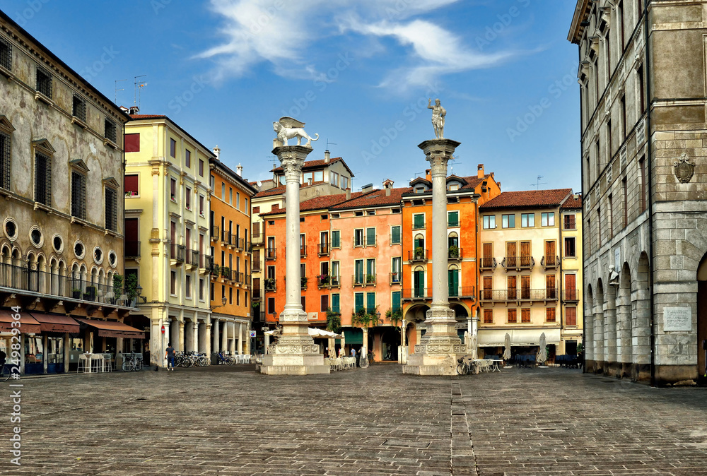 Vicenza, Italy. View of Piazza dei Signori in Vicenza, Italy on September 5, 2016. Vicenza is located at the northeast of Italy, where is also listed as a World Heritage Site.