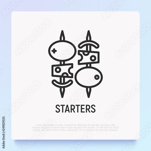 Starters, appetizers thin line icon. Modern vector illustration for restaurant menu.