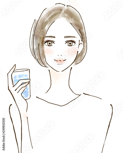 Obraz na płótnie 水 ミネラルウォーター 水分補給をする女性 美容 健康 w salonie