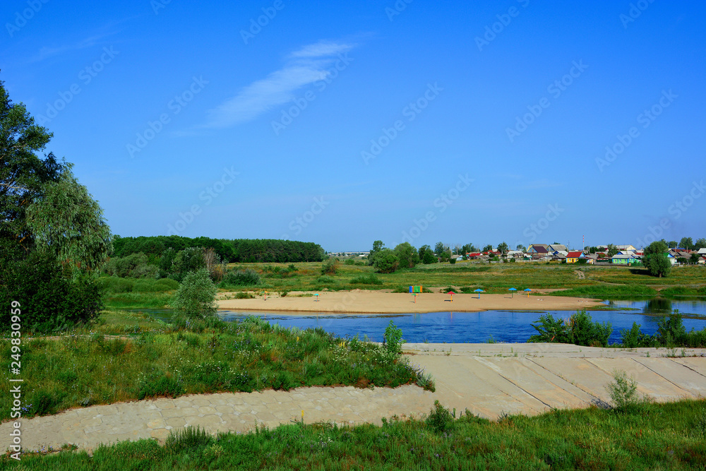 landscape with river and blue sky landscape with river and blue sky