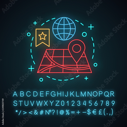 Getting direction neon light concept icon