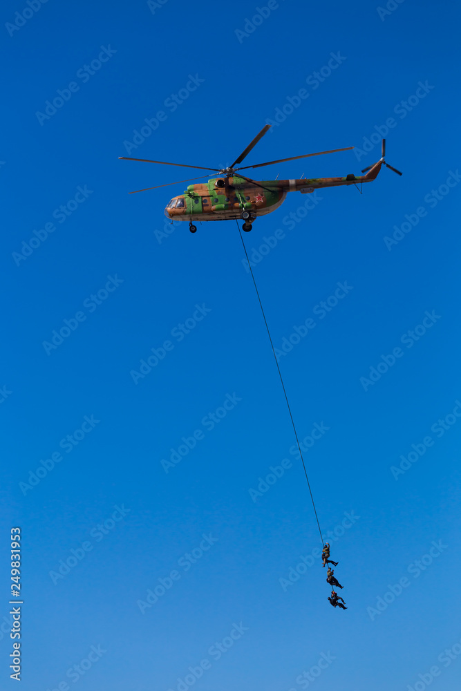 Fototapeta premium Russian special forces despatch from the helicopter