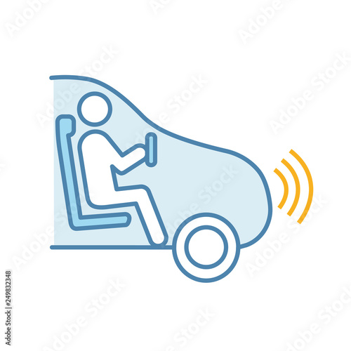 Autonomous car with partial automation color icon