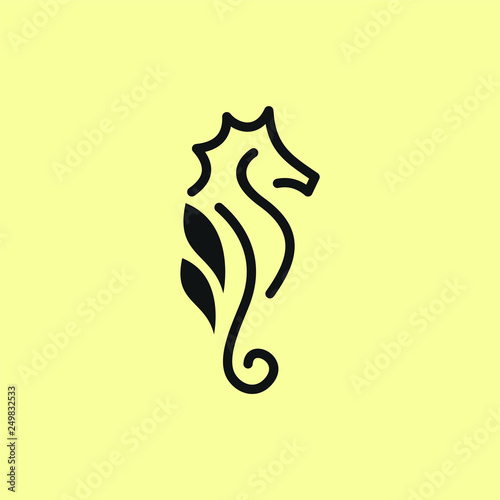 Seahorse Outline Animal Ocean Sea Exotic Illustration Isolated Emblem Design Logo Vector Silhoutte