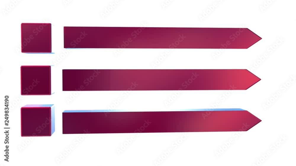 3D bar. three square intro title box