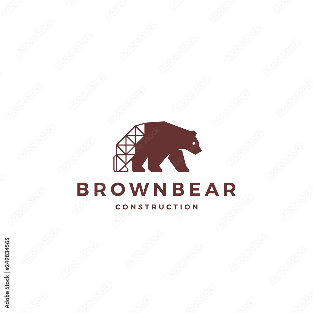 brown bear construction logo vector icon illustration