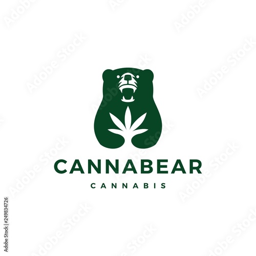 cannabear cannabis bear logo vector icon illustration