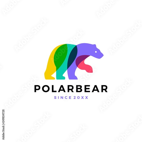 polar bear colorful logo vector icon illustration