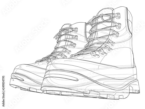 Mens boot concept. Vector rendering of 3d