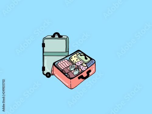 Hand drawn luggage Vector.