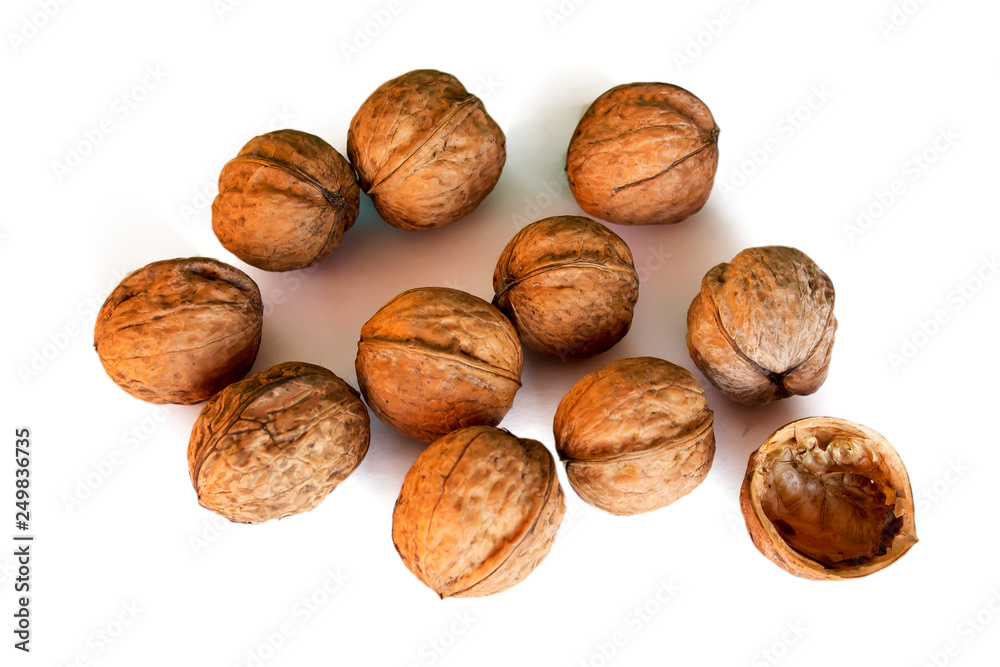 Walnuts. Isolated on white background. Walnuts. Isolated on white background.