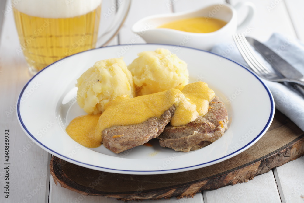 Svickova na smetane, Czech meat dish with potato Svickova na smetane, Czech meat dish with potato