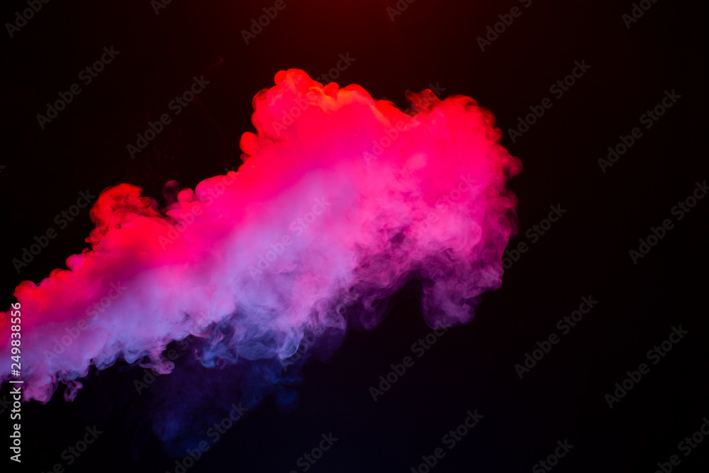 Cloud of vapor. Smoke. Dark red background