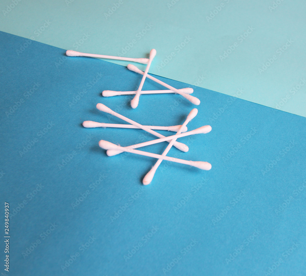 cotton buds cosmetics blue background cotton buds cosmetics blue background