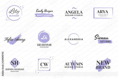Feminine Vintage Retro Vector Logo for banner