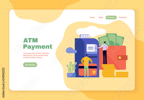 Flat illustration of a family withdrawing money