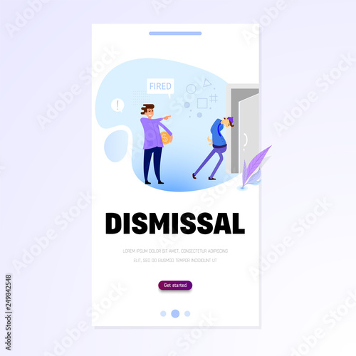Boss dismisses subordinate concept design. Flat template for landing pages and mobile applications.