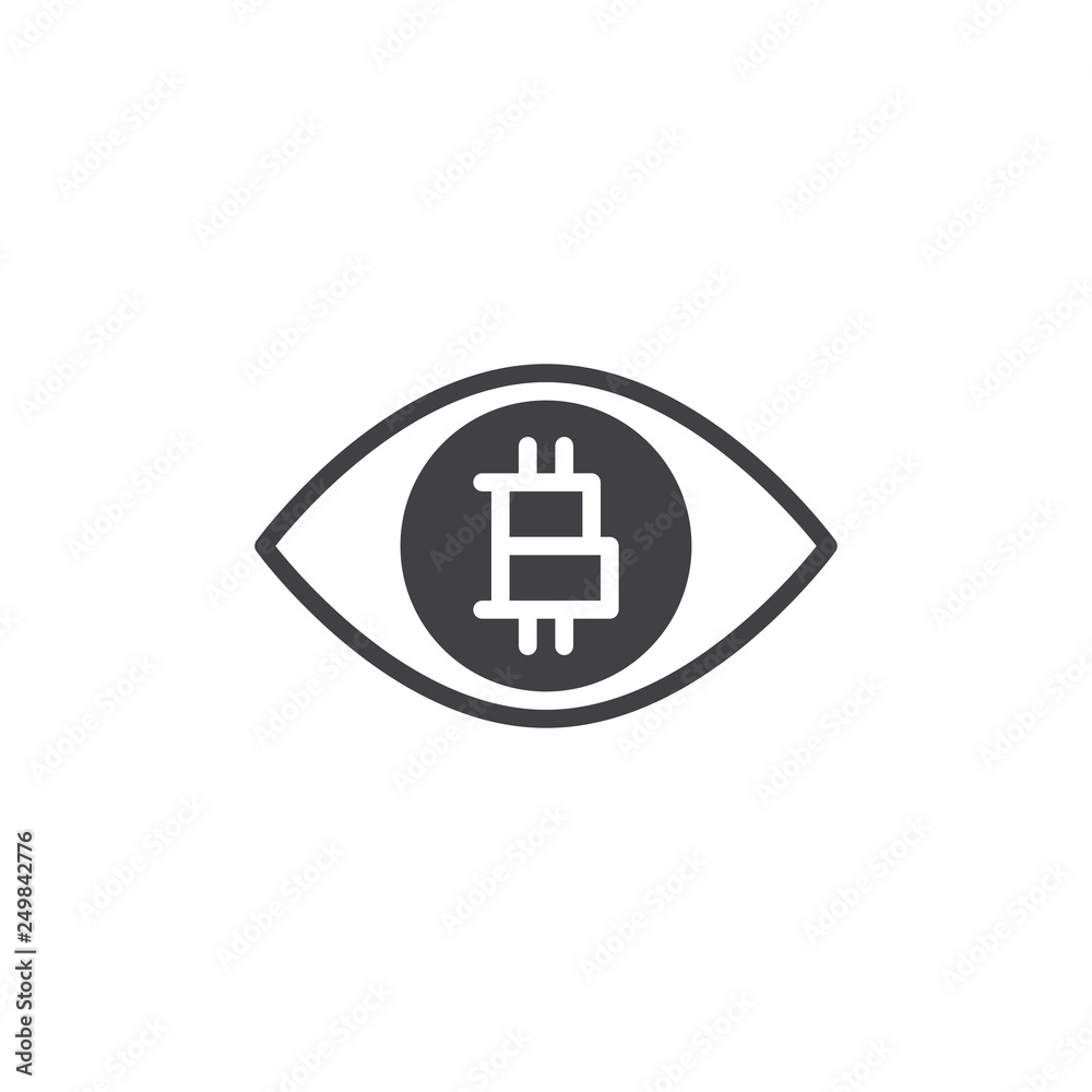 Cryptocurrency mining vector icon. filled flat sign for mobile concept and web design. Bitcoin eye simple glyph icon. Symbol, logo illustration. Pixel perfect vector graphics Cryptocurrency mining vector icon. filled flat sign for mobile concept and web design. Bitcoin eye simple glyph icon. Symbol, logo illustration. Pixel perfect vector graphics