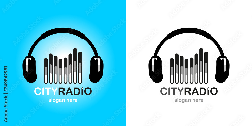 City radio logo for online radio station, blog, website, streaming. vector  illustration Stock Vector | Adobe Stock