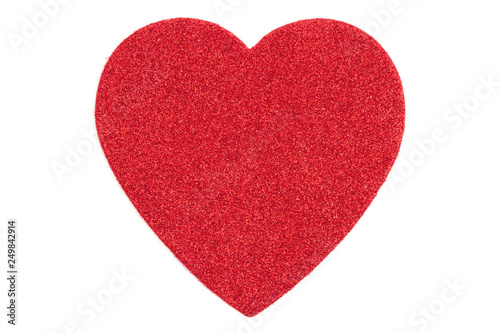 Glitter red heart isolated over white
