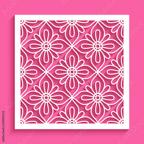 Square panel with lace pattern, template for laser cutting