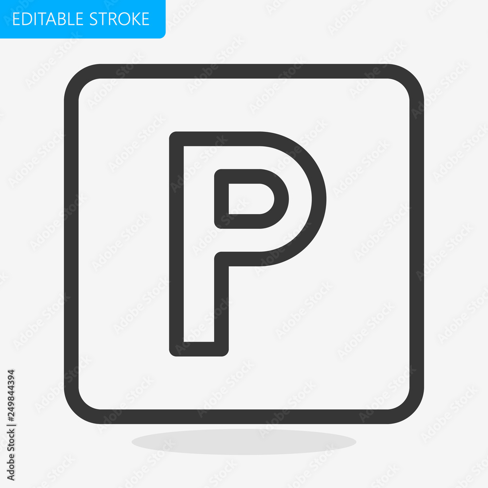 Parking Sign Line Icon Editable Stroke Pixel Perfect Vector Parking Sign Line Icon Editable Stroke Pixel Perfect Vector