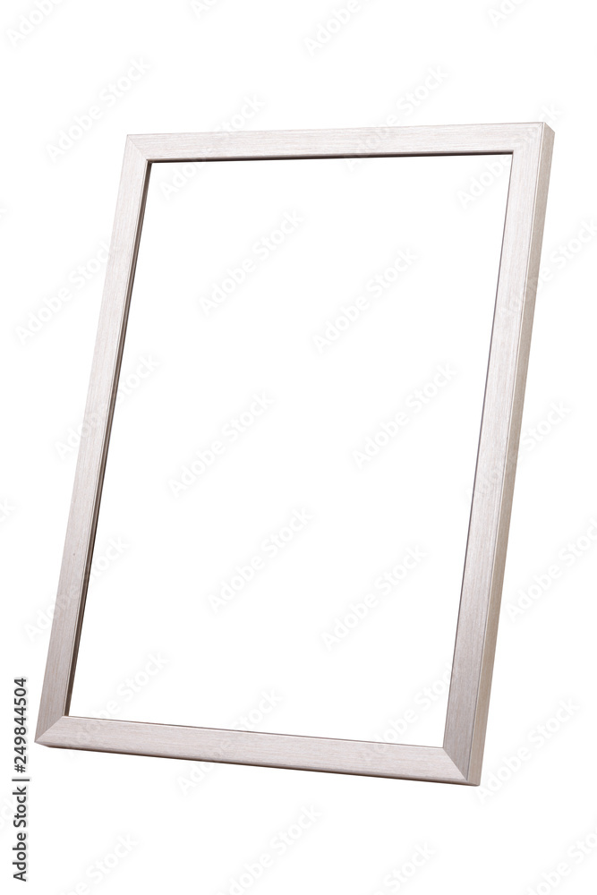 Obraz premium SILVER FRAME ISOLATED ON WHITE BACKGROUND.