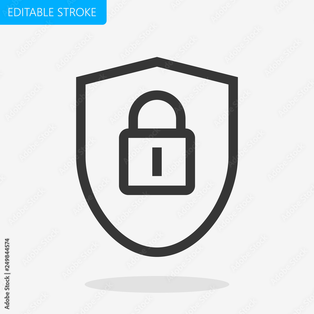 Security Shield Padlock Line Icon Editable Stroke Pixel Perfect Vector Security Shield Padlock Line Icon Editable Stroke Pixel Perfect Vector