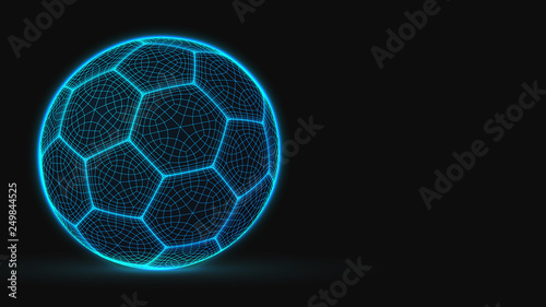 cyberpunk style soccer ball. lowpoly vector illustration