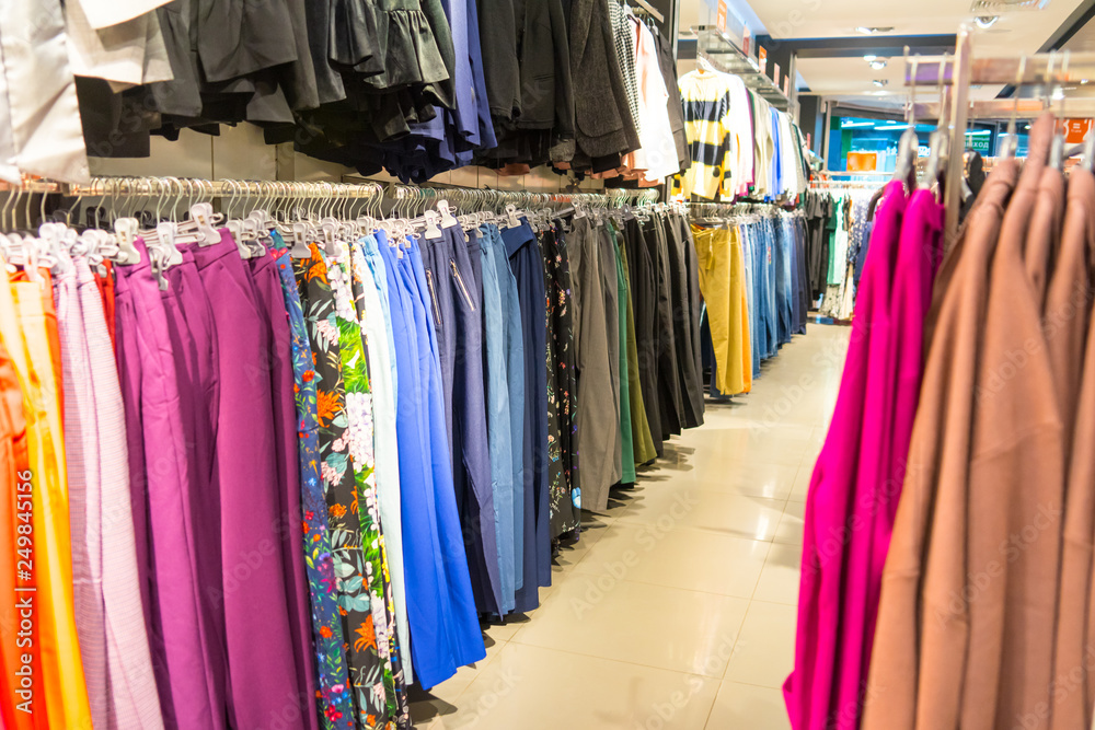 Women's clothing in the store. colorful women's clothing.