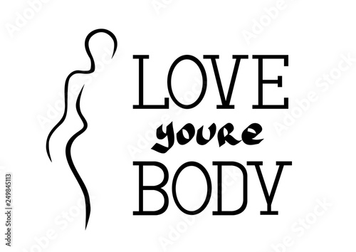 Figure of woman and logo on white background