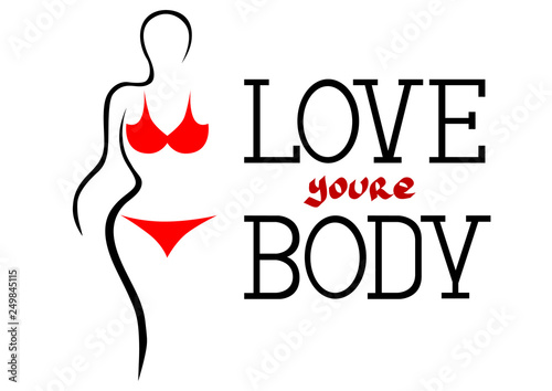 Figure of woman and logo on white background